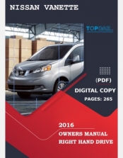 NISSAN VANETTE 2016 OWNERS MANUAL IN ENGLISH
